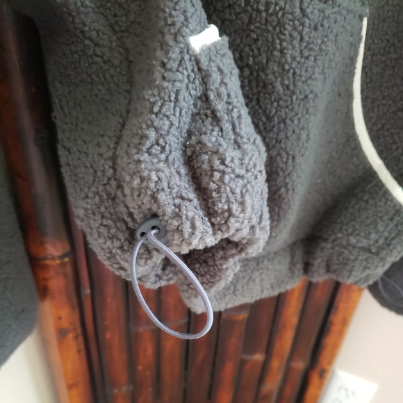 NWT Wild Fable Charcoal Gray Half-Zip Sherpa Pullover Hooded Jacket XS - Picture 3 of 6